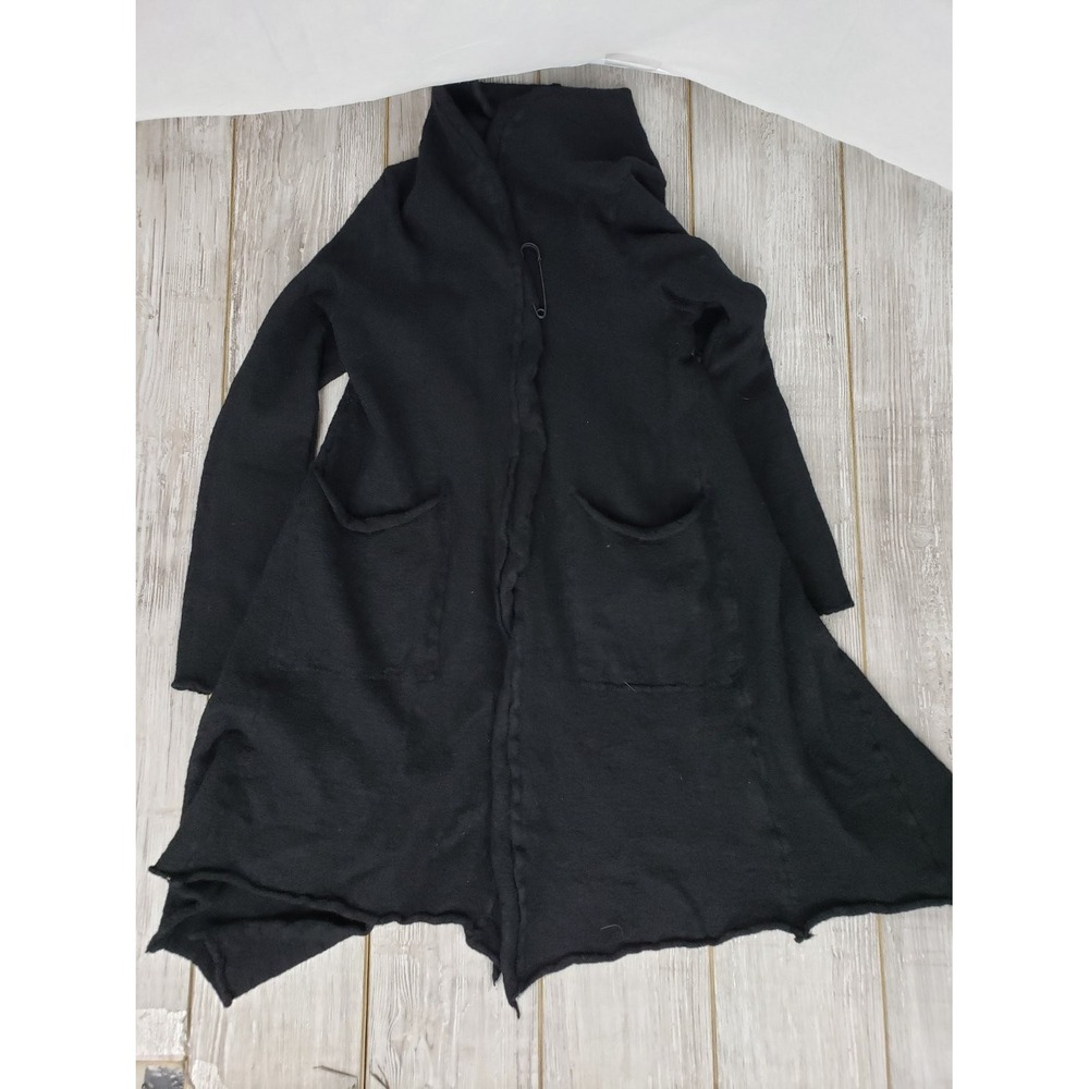 Rundholz Black Label Womens L Wool Distressed Cardigan Coat Black 389 72 37 - Picture 8 of 16
